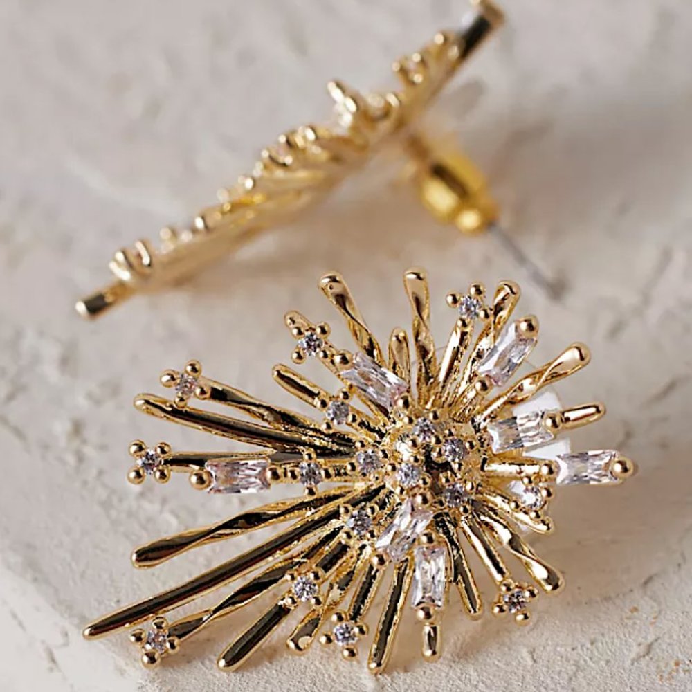 NEW~ Anthropologie Crystal Starburst Earrings - Picture 3 of 7